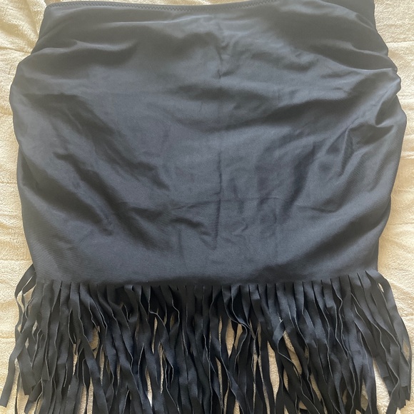 Tassel High Waisted Ruched Swim Skirt - Picture 1 of 6